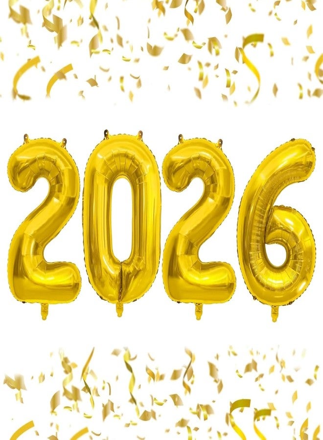 Partunay بالون فويل يحمل الرقم الأخير "Partunay Happy Golden Newyear 2026" لتزيين رأس السنة، وديكورات رأس السنة، ومستلزمات حفلات عيد الميلاد. - Image 1